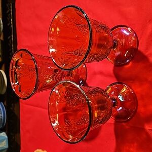 Set of 3 EUC Vintage Indiana Glass Marigold Harvest Carnival Glass Goblets